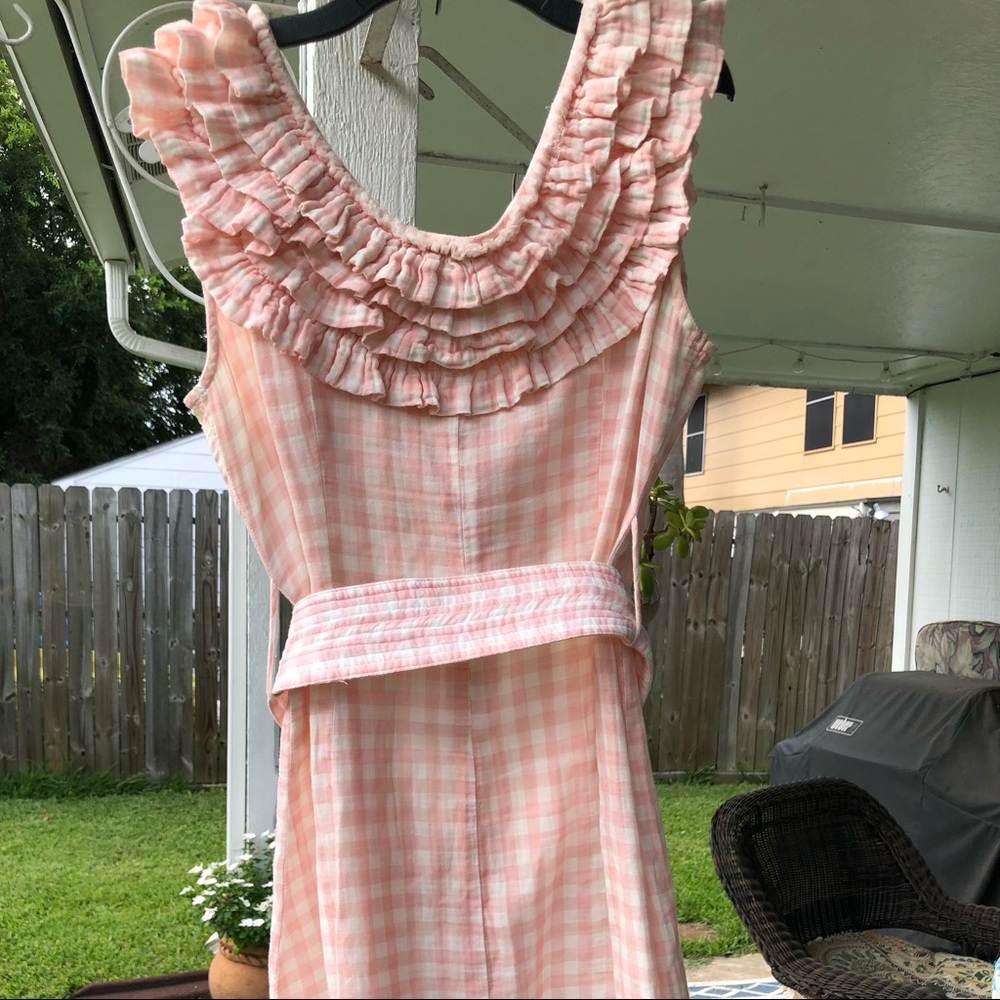 Bell Fine Garments Pink Check Ruffle Dress 8 - Picture 8 of 11